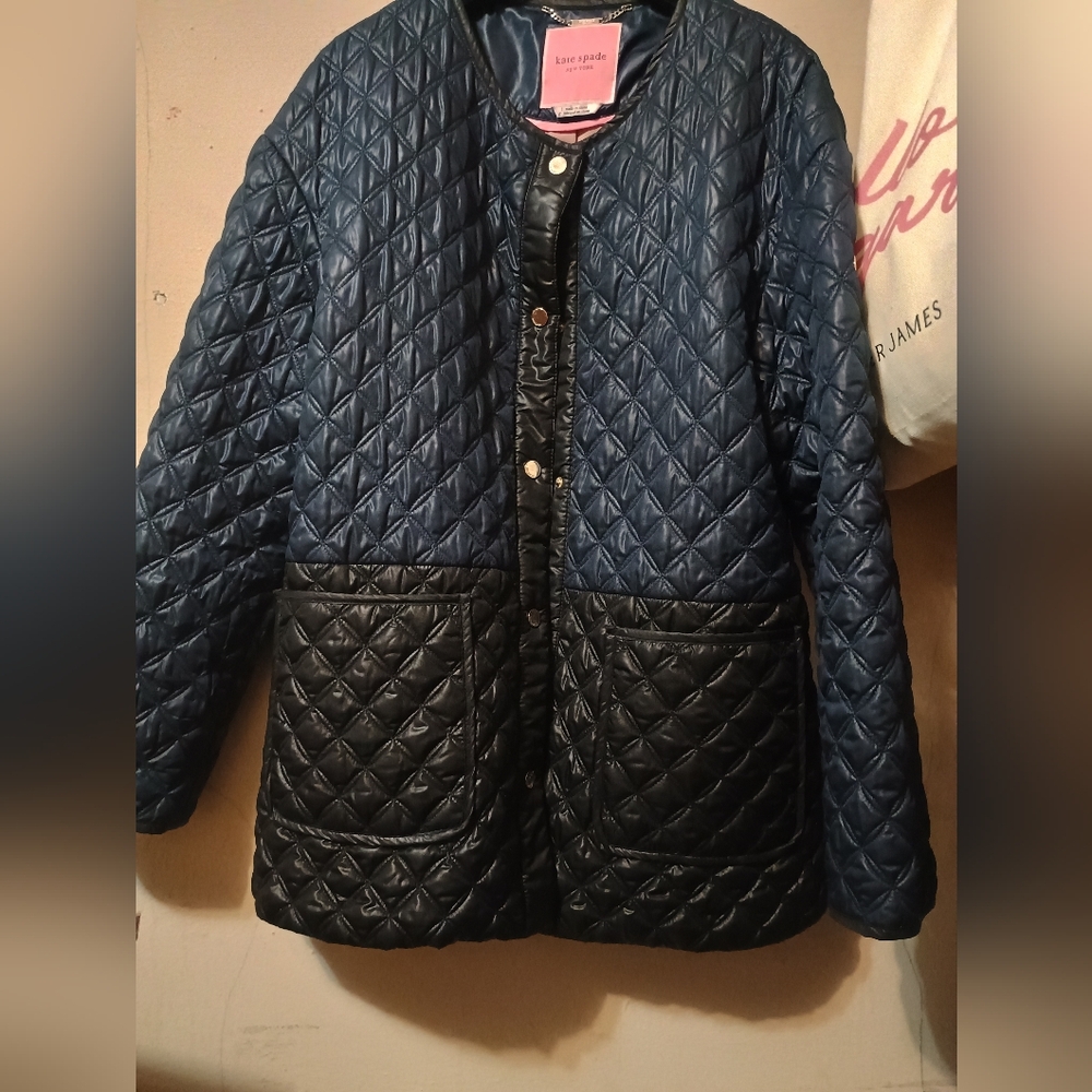Kate Spade Navy and Black Quilted Puffer Jacket